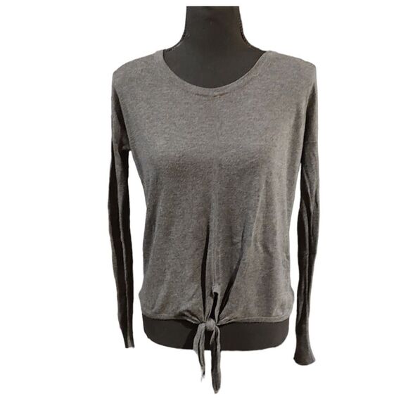 Madewell Fine Knit Lightweight Tie Front Sweater Charcoal Gray XS - Picture 3 of 7